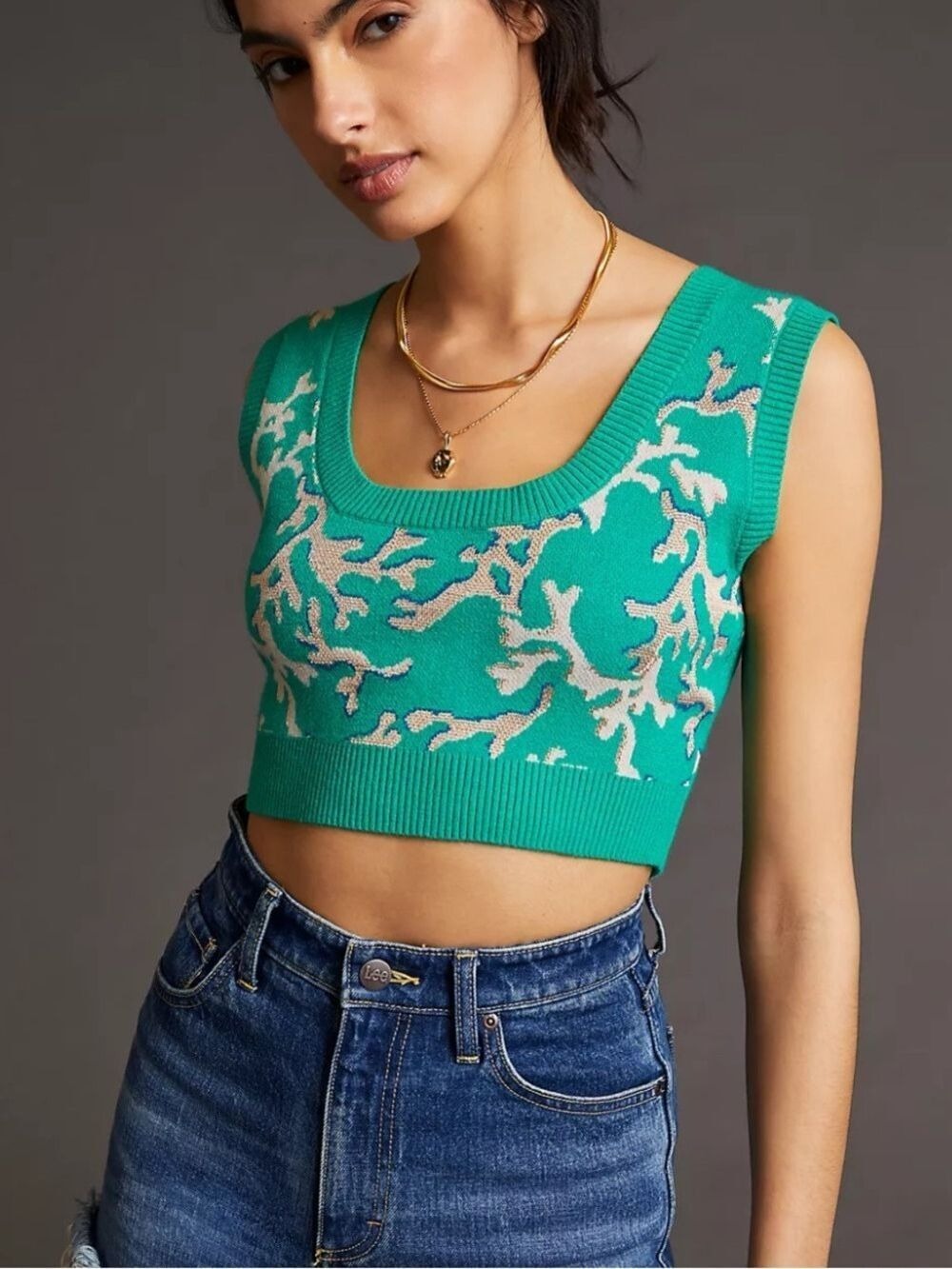 Maeve by Anthropologie Denise Sweater Crop Top Coastal Resort Vacation Petite S